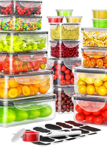 40 PCS Food Storage Containers with Lids Airtight (20 Containers & 20 Lids), Plastic Storage Meal Prep Container-Stackable 100% Leakproof & Microwave Organization and Storage Sets, Lunch Containers